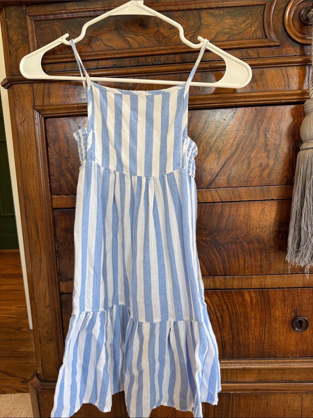 Vignette Girls' Blue and White Striped Sleeveless Sundress